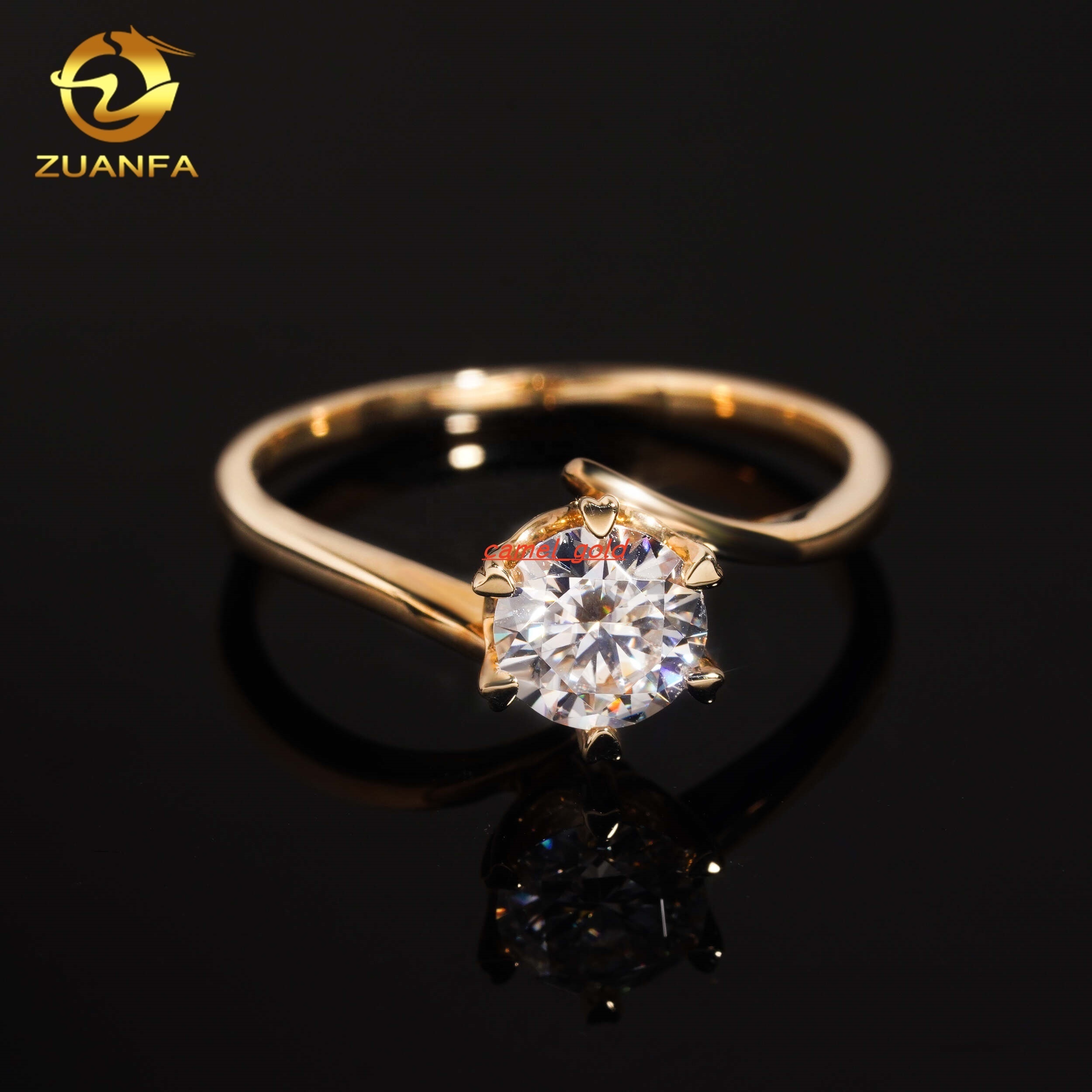 Fashion High Quality Engagement Wedding 14k Solid Gold 0.8ct Women Moissanite Diamond Ring
