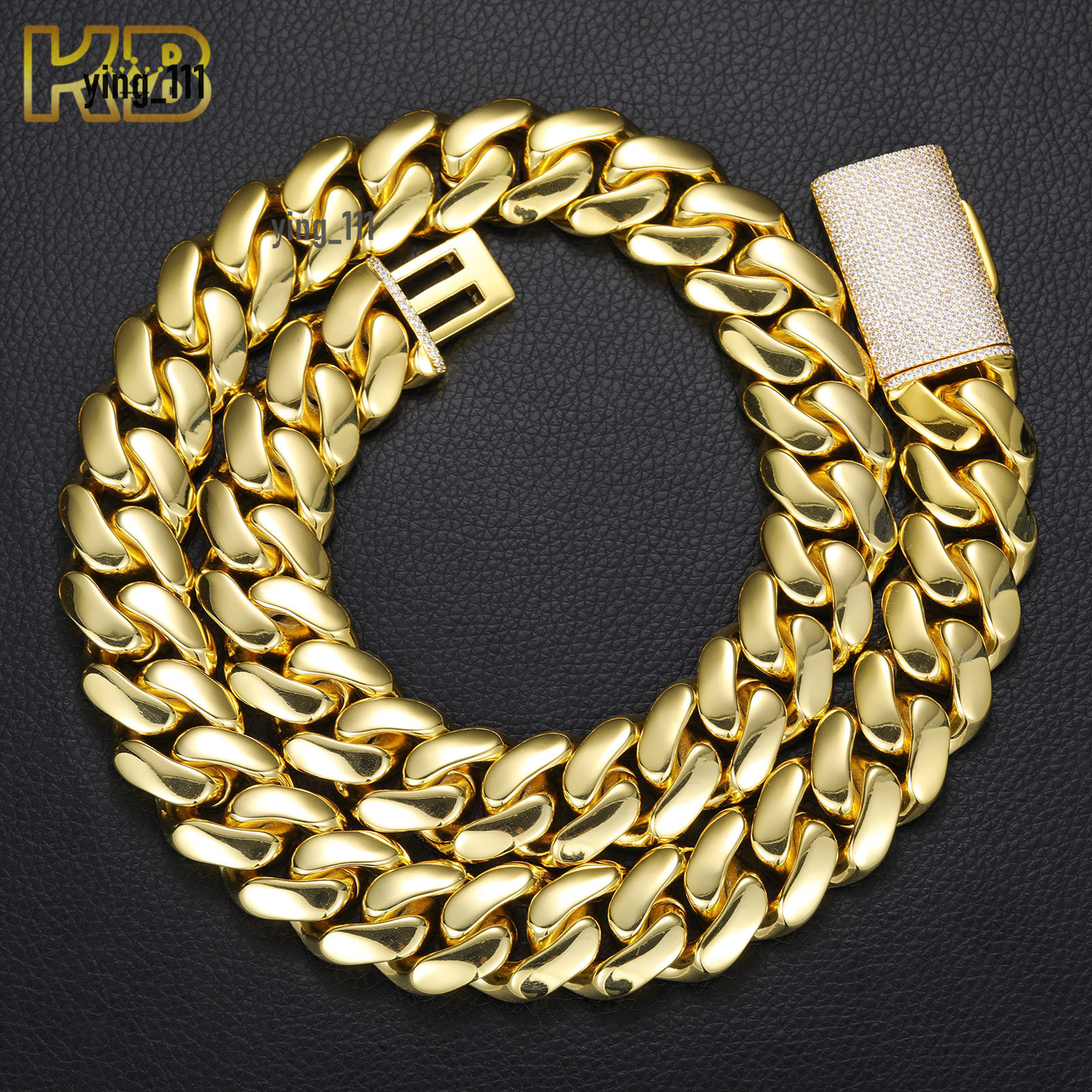 10mm25mm Miami Cuban Link Chain for Men Solid Brass 18K Gold Plated Iced Out Moissanite Hip Hop Necklace