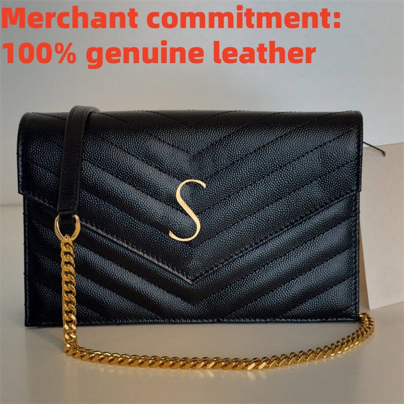 Mirror quality genuine leather crossbody bag Luxury Designer bag Envelope Wallet Metal chain envelope bag fashion handbag Shoulder bags Womens Clutc