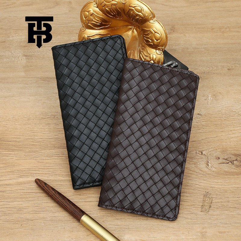 TB BHULAMTE New Fashionable Men's Woven Wallet Designer Luxury And Comfortable Long Style Business Handbag Multi Card Slot Fashion Card Bag Lei