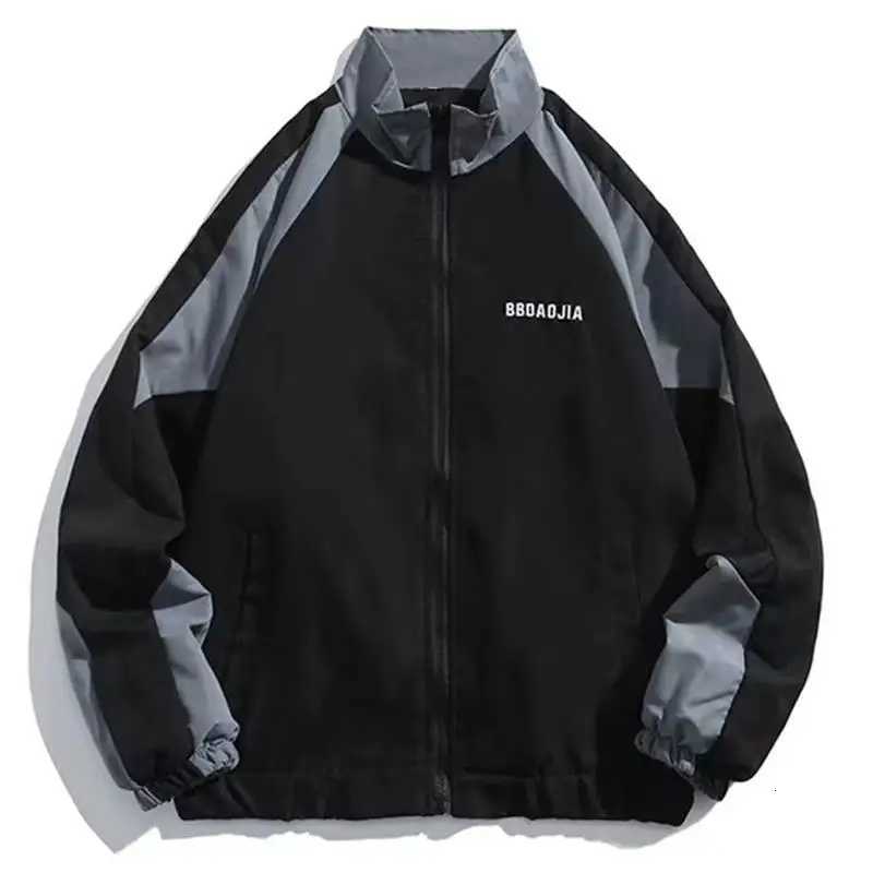 2025 New Men Varsity Jacket Hip Hop High Street Patchwork Windbreaker Coats Autumn Thin Zipper Fashion College Jackets CoatsXJ250826