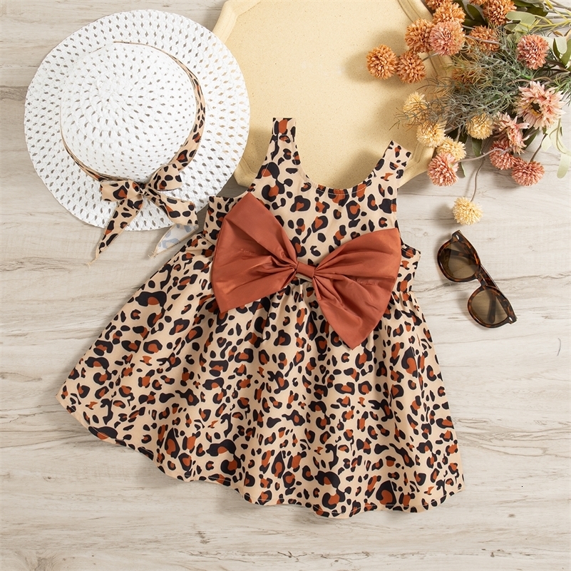 Baby Girl Dress Summer Leopard Print Bow Decoration Suspender Cute Up Party With y250825BANJIA