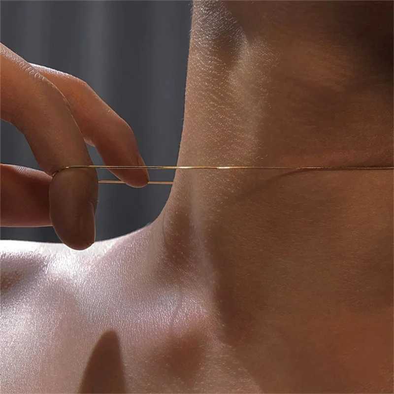 Vintage Gold Color Stainless Steel Snake Chain Necklace for Women Fashion Clavicle Chain Necklace Men Party Jewelry AccessoriesXJ250826