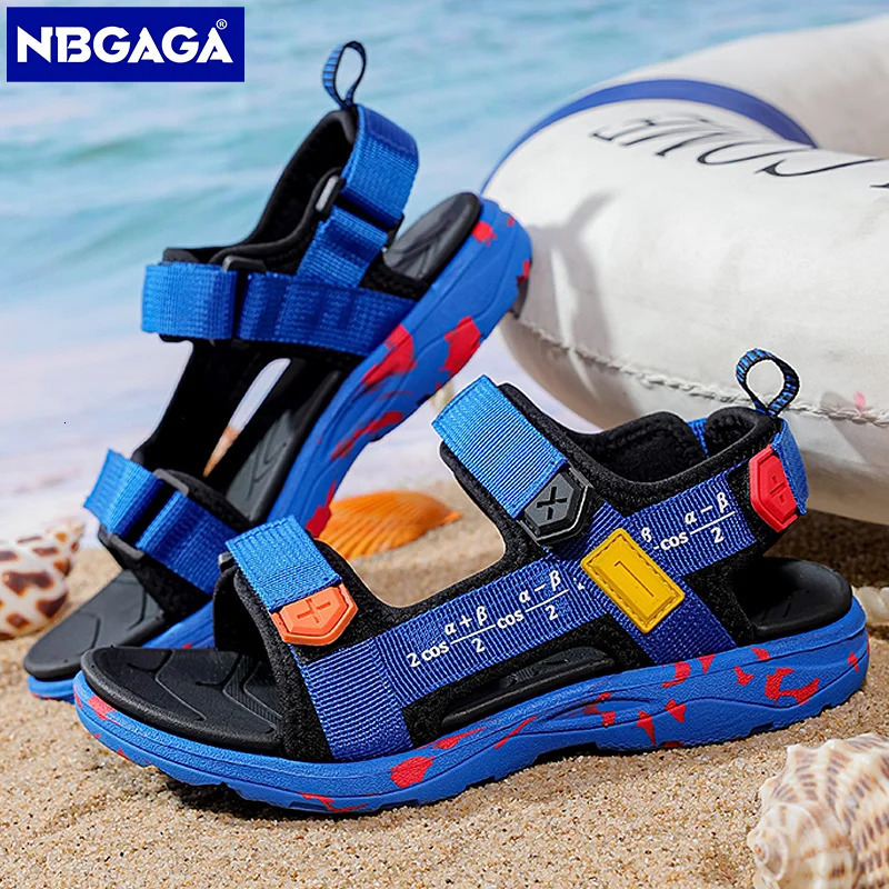 Summer Beach Boy Children Sandals Fashion Shoes Lightweight Nonslip Soft Bottom Shading Leather Boys Comfortable250825