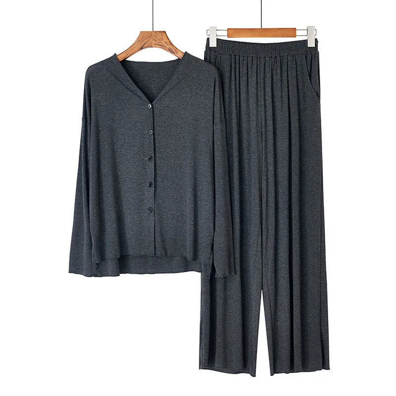 Winter Women 2 Pieces Home Suit 2025 Spring Autumn Long Sleeve Pajama Sets Loose Soft Cardigan Sleepwear Loungewear Clothes250825
