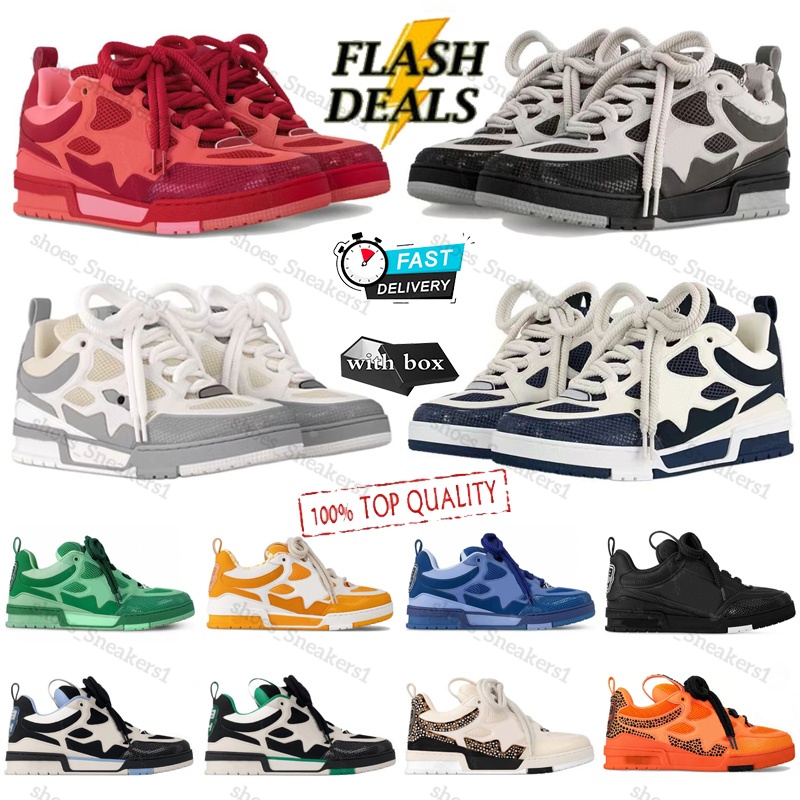 Designer Shoes Skate Shoes Men Women Sneakers Top quality Luxury Trainers Calfskin Platform Outdoors Shoes Abloh Lace-up Overlays Sneaker Size 35-46