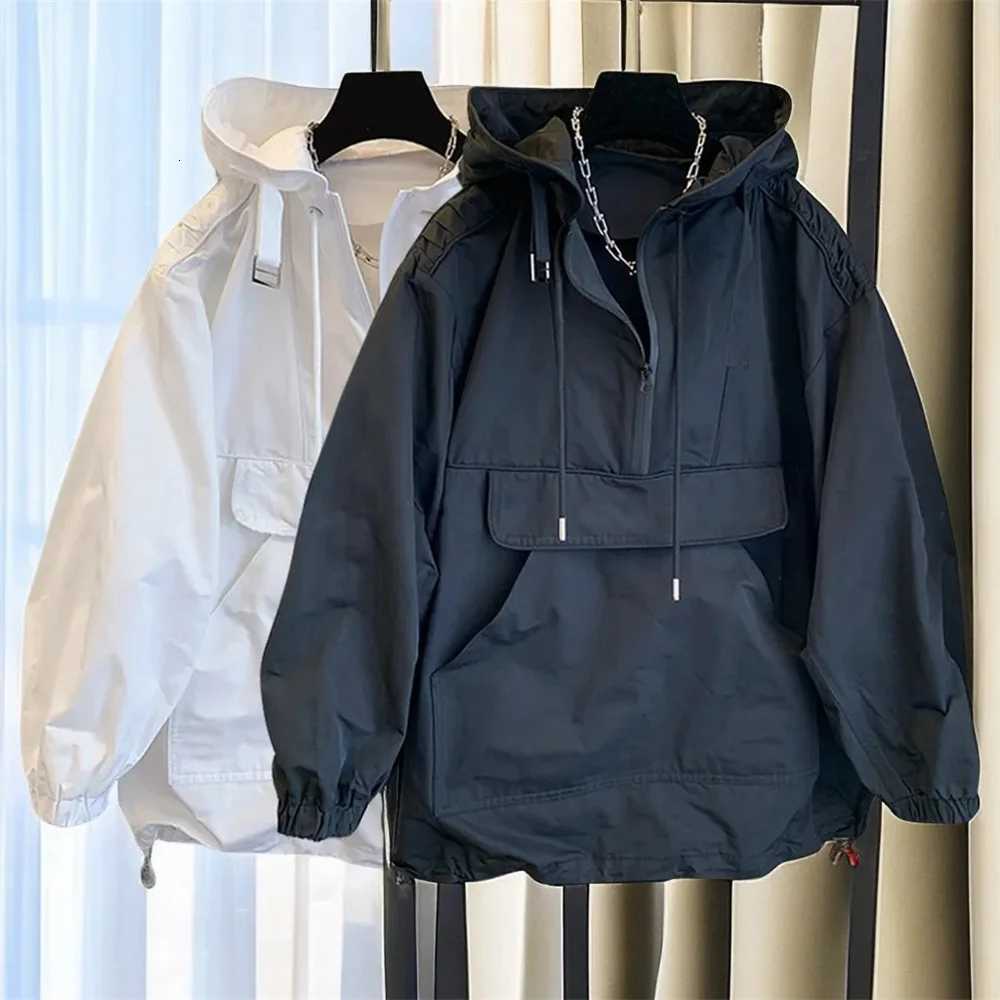 Korean Fashion Brand Couple Wear Mens Jacket Windbreaker Design Casual Loose Coat Trend Spring and Autumn Hooded Charge CoatXJ250826