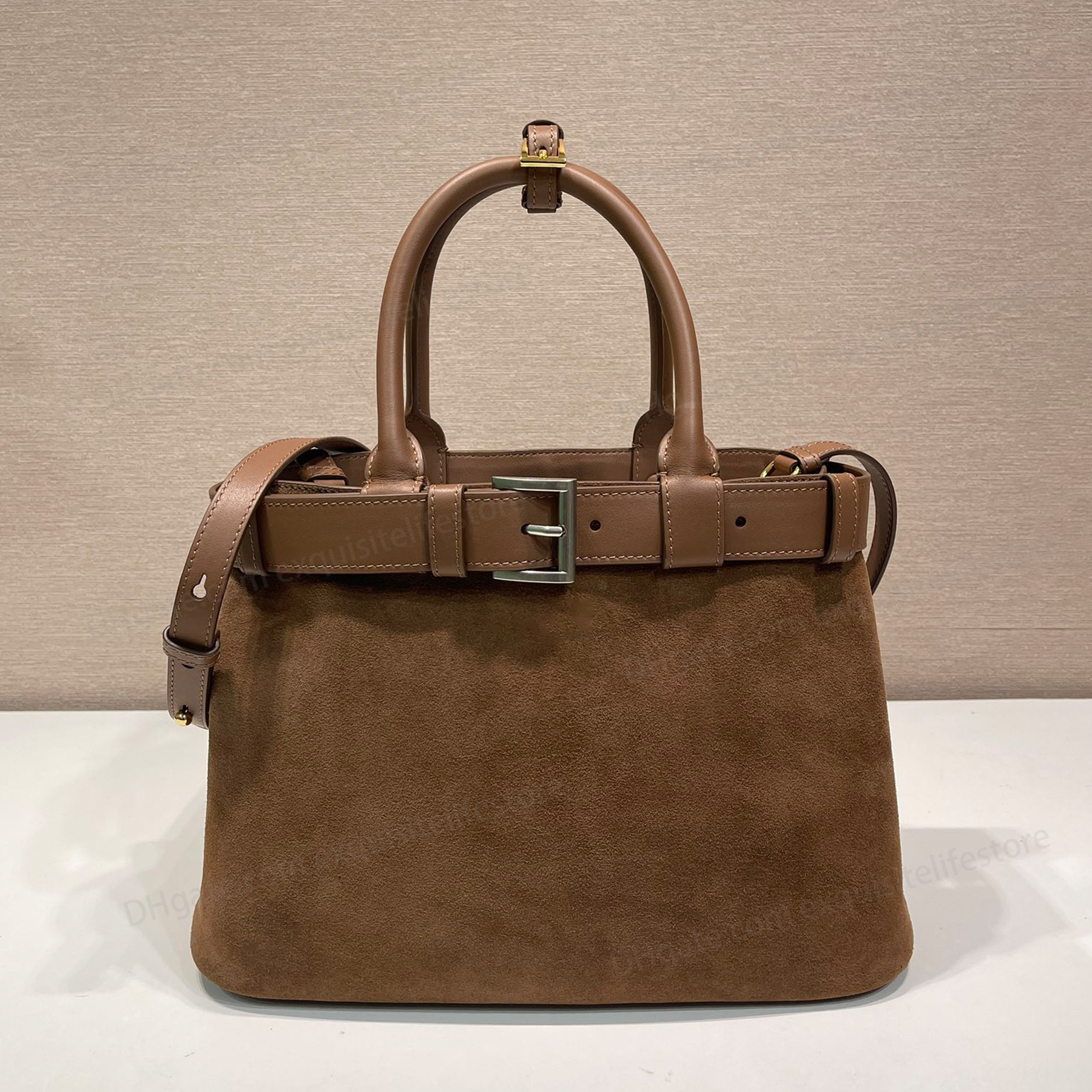 New 10A Medium Buckle Suede Bag With Belt Luxury Designer Soft Genuine Leather Shoulder Bag Silver Hardware Crossbody Bag Adjustable Strap Clutch Ba