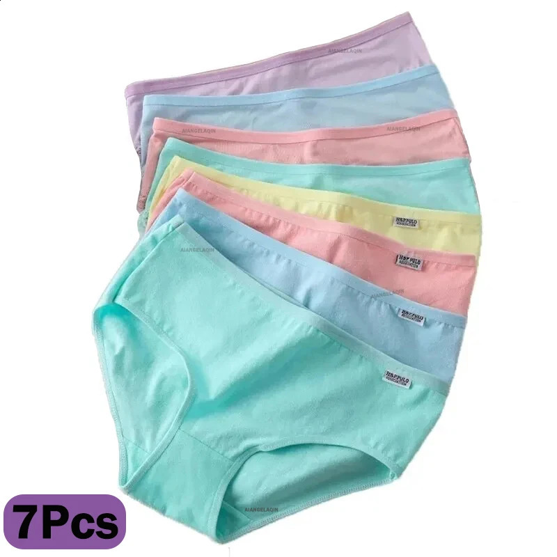 7Pcs Panties for Women Cotton Underwear Plus Size Sexy Briefs Girls Breathable Soft Lingerie Female Cute Solid Color Underpants 250826