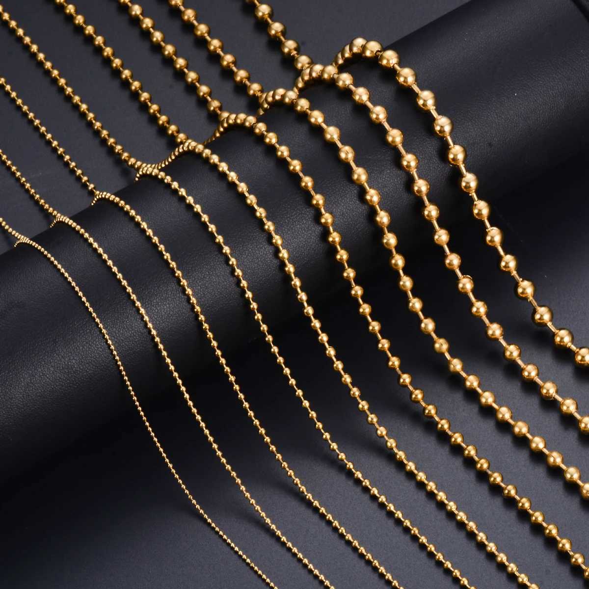 1PC Wide 126mm Gold 18K Plated Stainless Steel Ball Chain Necklace for Pendant or Dog Tags Chains Jewelry Making DropshippingXJ250826