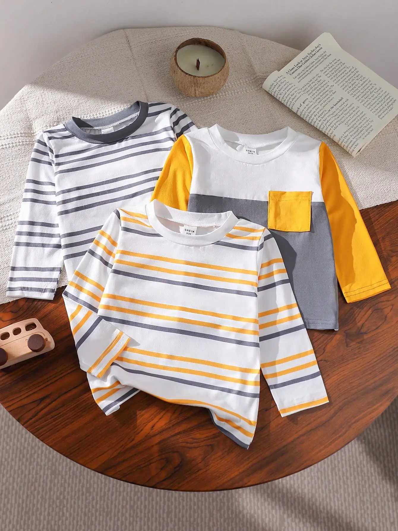 Spring and Autumn Classic Striped LongSleeved ThreePiece Set for Baby Boys Korean Version Comfortable and Soft LongSleeved Z250826