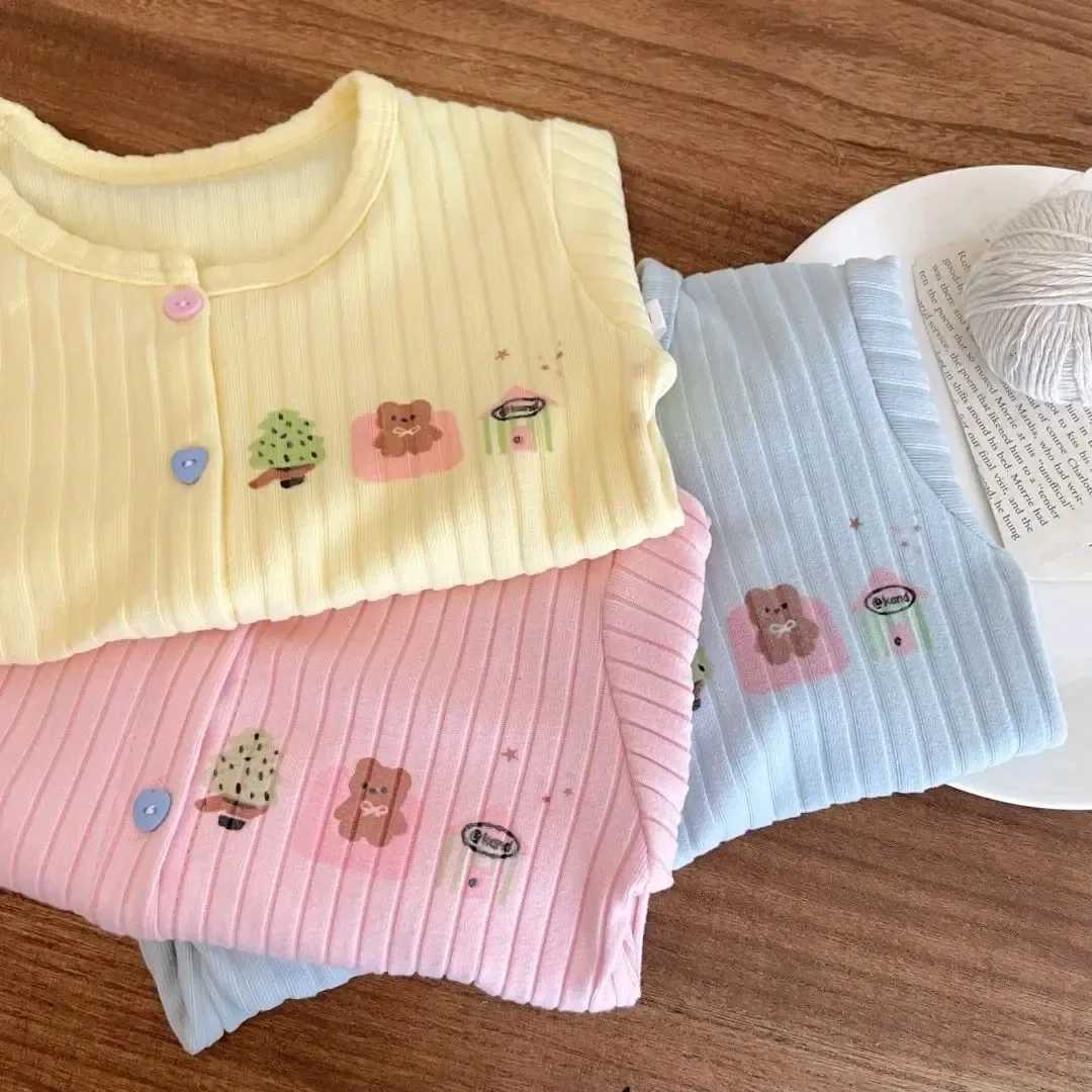 Girls Base Shirt Long Sleeved Soft Cardigan Childrens Solid Color Buckle Jacket Baby Childrens Clothing Z250826