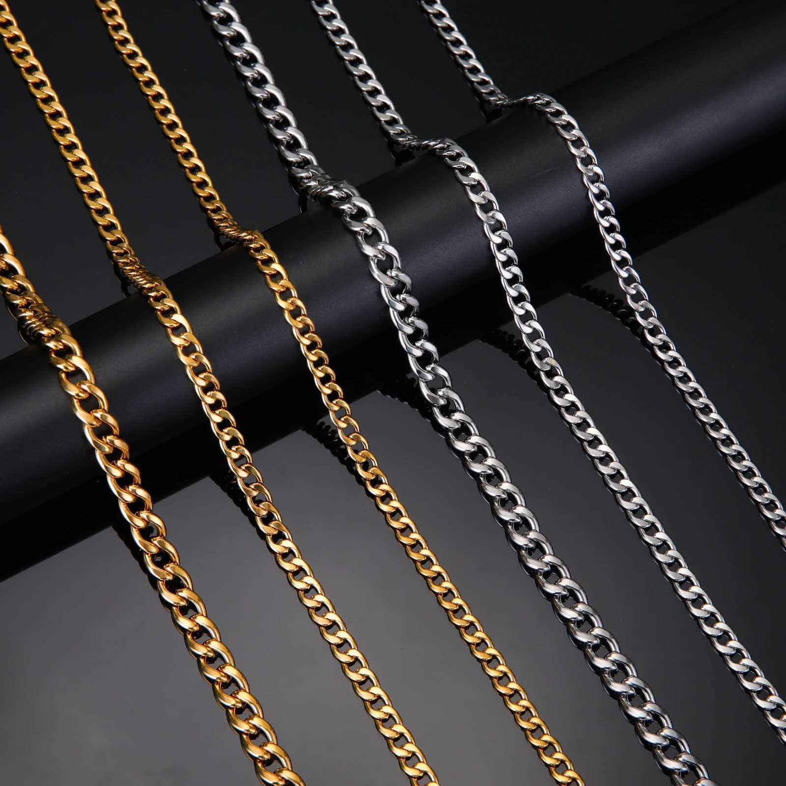 Skyrim Long Cu Cuban Chain Necklace for Men Women Classic Punk Stainless Steel Gold Color Metal Wide Chains Jewelry WholesaleXJ250826