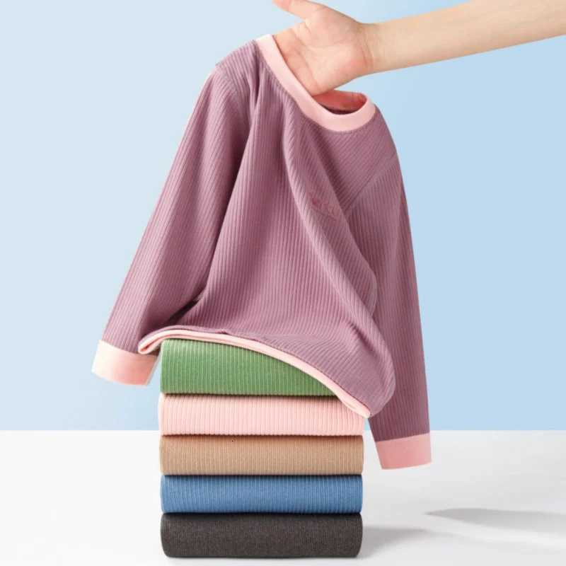Spring Autumn Children Boys Girls Tshirts Tops Solid Color Long Sleeve Warm Kids Base Layer Shirts Tees Toddler Clothes Z250826