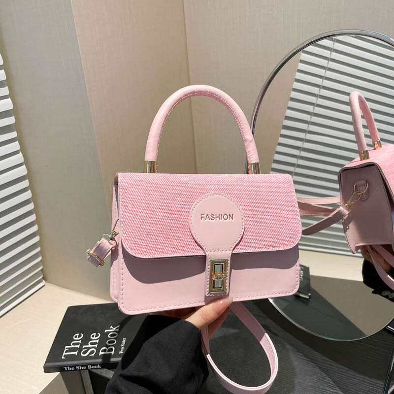 Casual Fresh Design Patchwork New Style Textured Simple Fashion Summer Single Shoulder Handheld Small Square Bag
