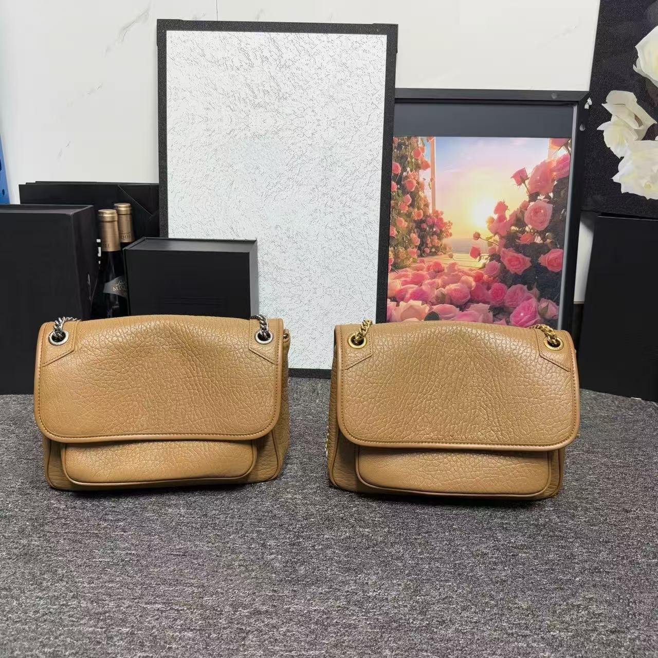 Designer vintage crossbody niki elephant print leather tote bag women's flap metal chain shoulder bag shoulder bag clutch Sacoche women's