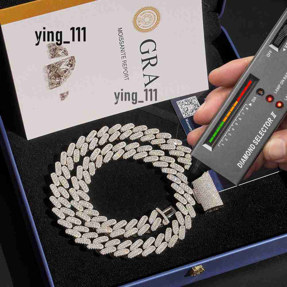 Wholesale Jewelry Factory in Panyu S925 Sterling Silver Prong Set Hip Hop Iced Out Vvs Moissanite Diamond Cuban Link Chain