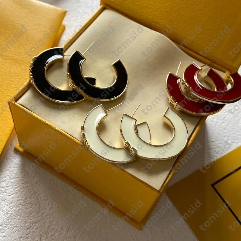 Gold Hoops Cream Enamel Hoop Earring Retro Chic Earrings Stylish Designers Jewelery For Women Luxury Men Ear Rings Daily And Party Wear Gifts