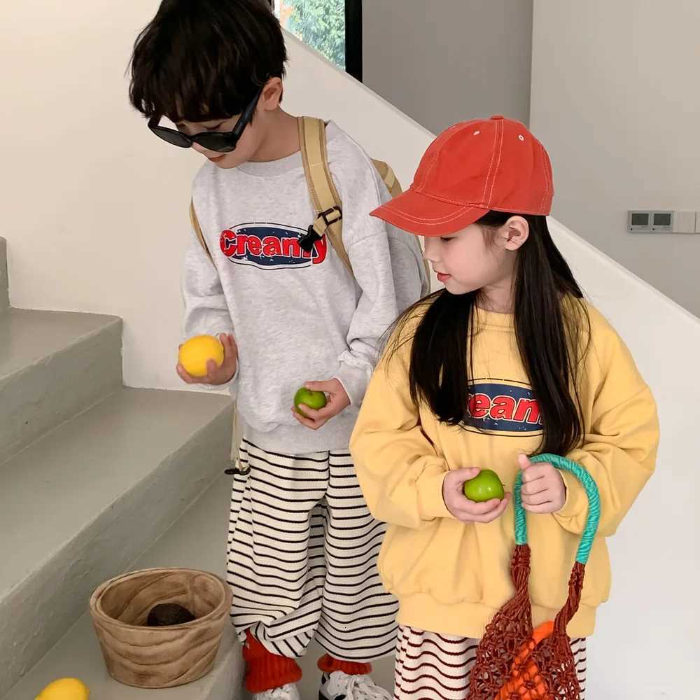 2024 Spring New Childrens Sweater Letter Printed Baby Boys Sweatershirt 210 Years Girls Casual Pullover Tops Z250826