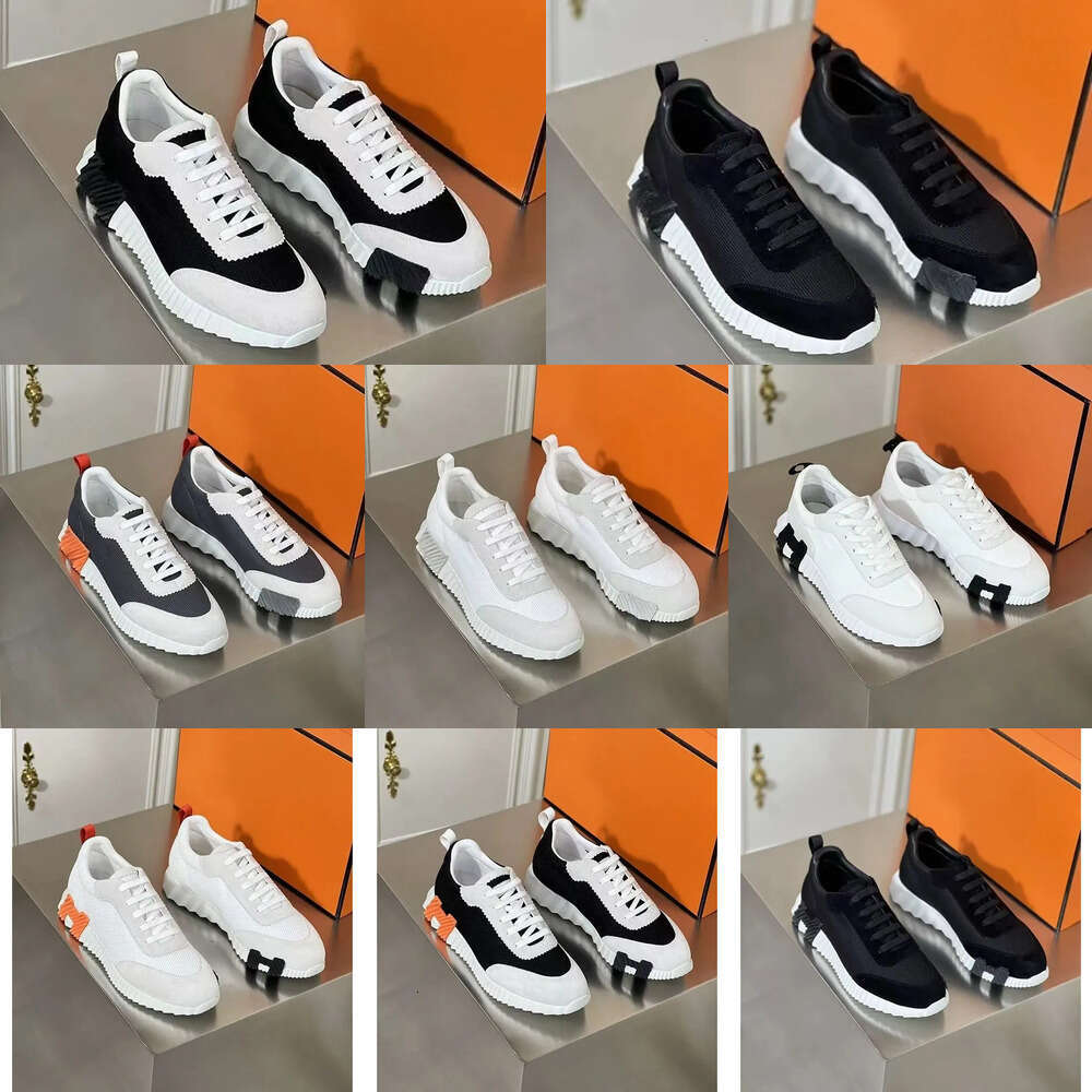 Designer Shoes Bouncing Sneaker H Men Casual Leather And Mesh Lace Up Sports Runner Rubber Sole Mans Low Top Street Style No Box Eu36-45