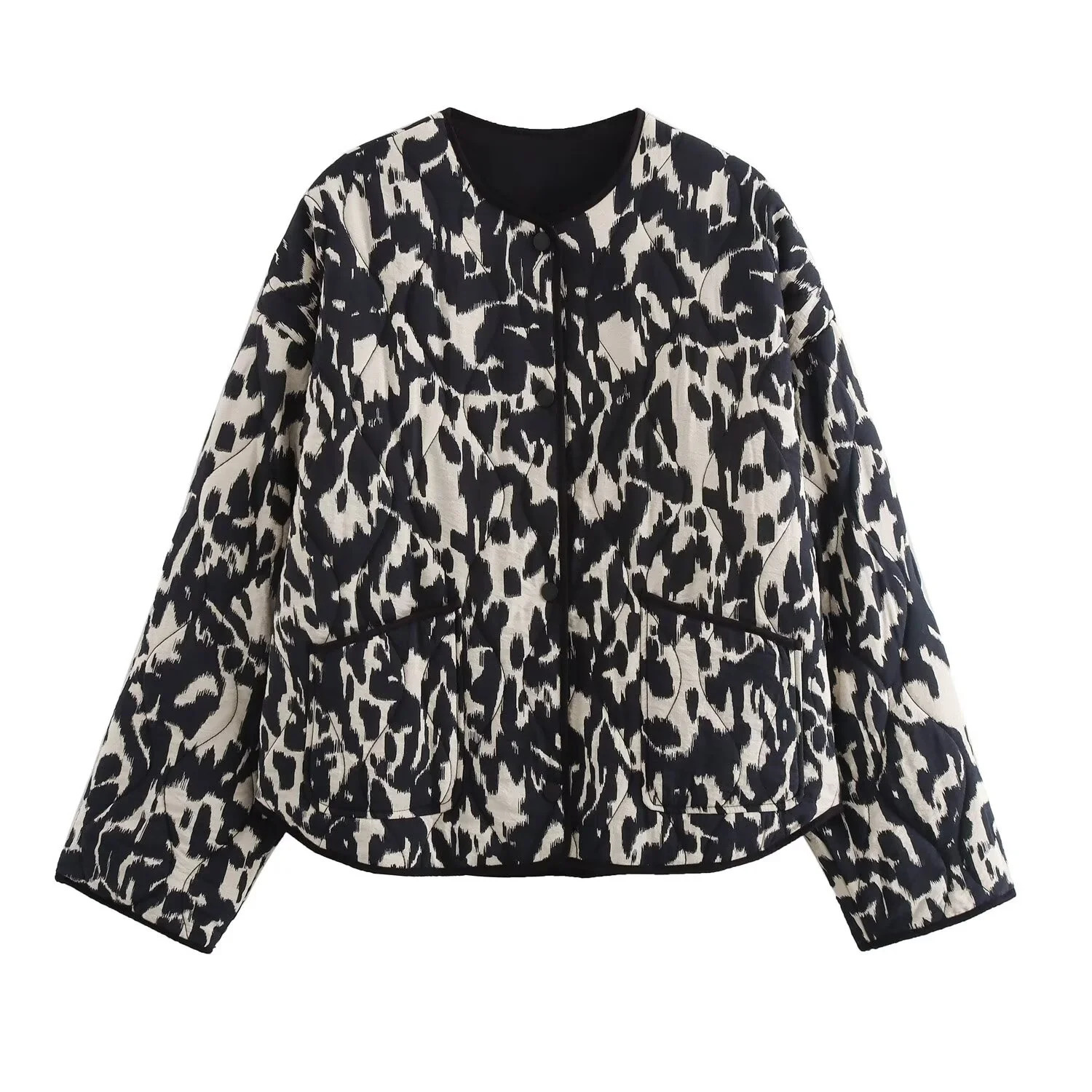 Autumn Product European And American Style Womens Snake Skin Fashion Printed Button Long Sleeve Jacket 250826