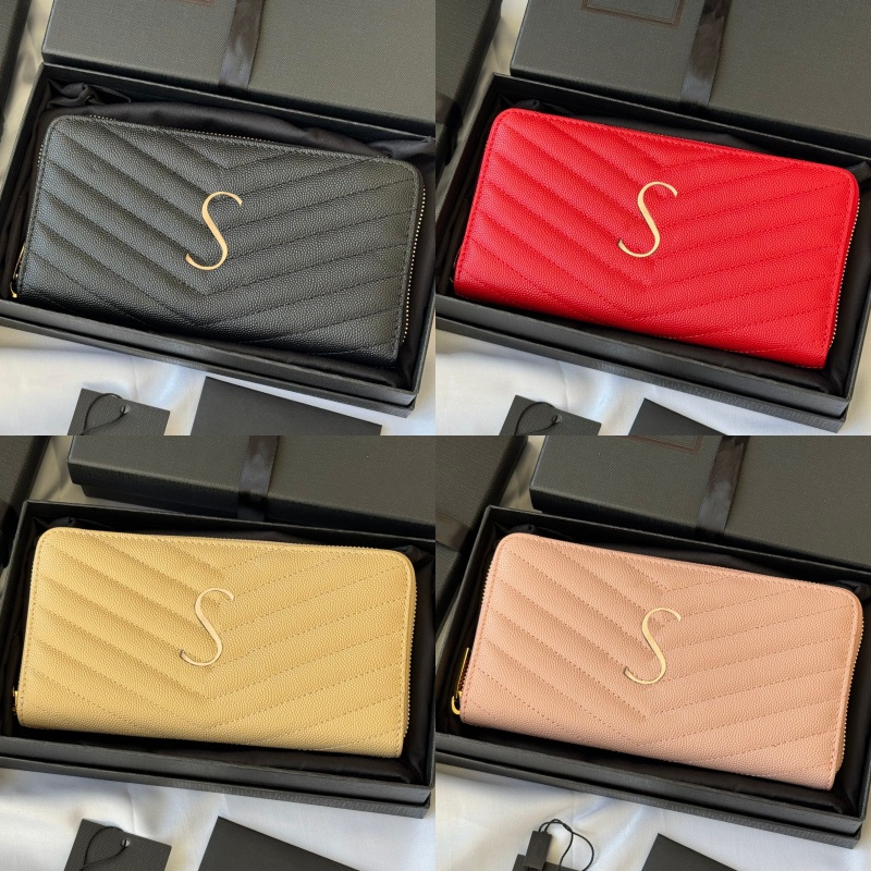 Envelope wallet Fashion Genuine leather long wallet Designer wallets Luxury zipper Purses key pouch Womens Coin Purses passport holders coin pouch w