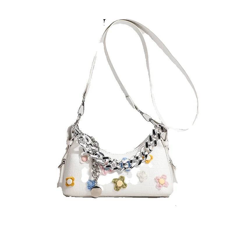 Free Shipping 2025 New Designer Bag Official Authentic Trendy Floral Baguette Bag High-quality Texture Niche Underarm Crossbody Bag