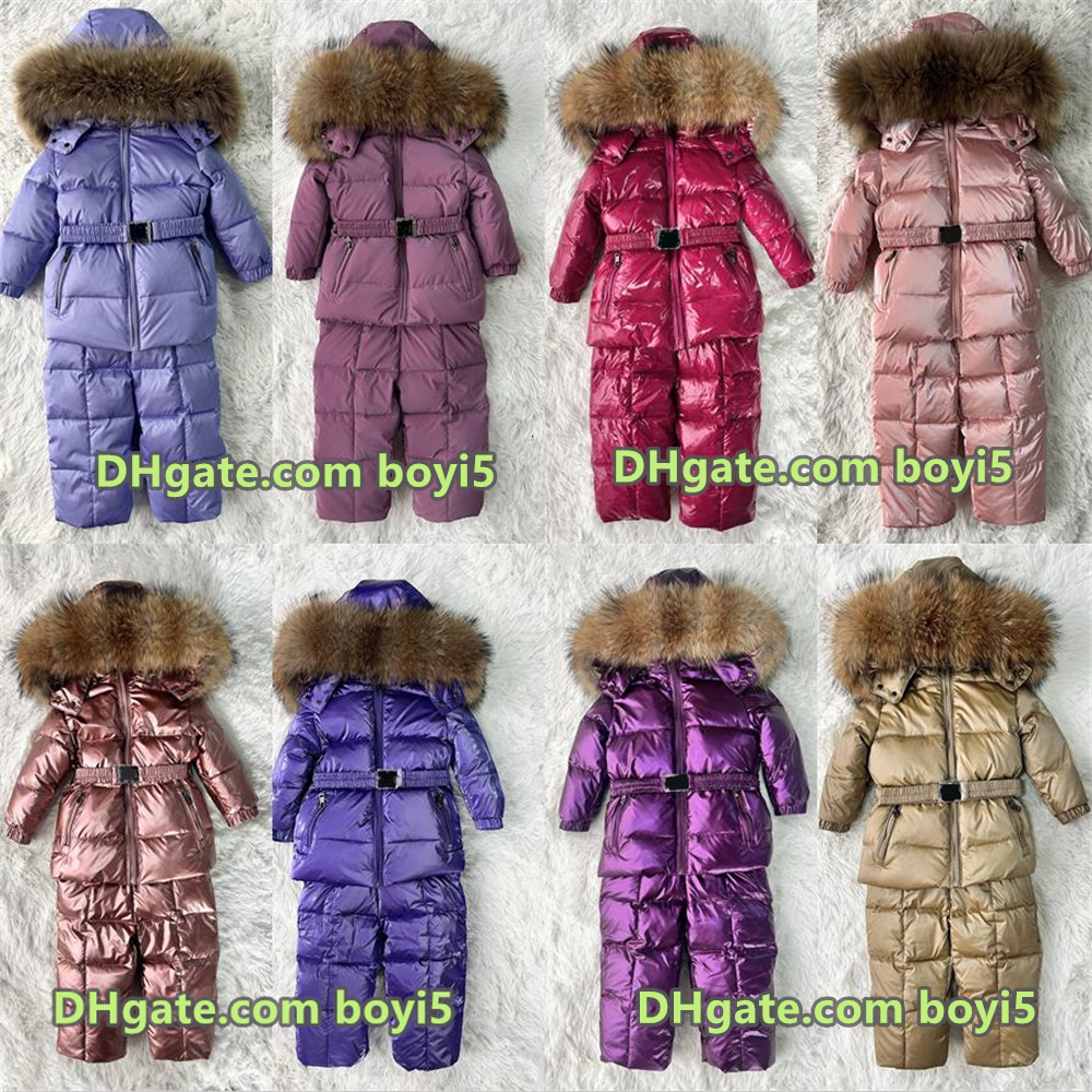 Children Down Jacket Baby Coat Boys Girls Winter Outwear Warm Puffer Jackets Kids Fur Collar Hooded Cute Outerwear Coat and Pants Set Christmas G-image-737729375