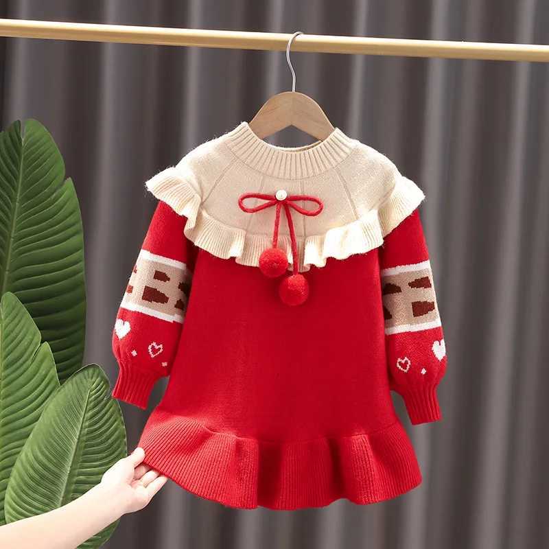 Autumn Winter Baby Girl Christmas Dress 2025 Plus Velvet Thick Warm Infant Girl Dress with Hair Ball Spliced Kid Girl Princess DressXJ250826