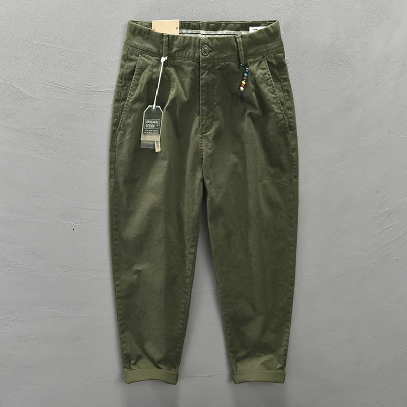 HIQOR Spring Autumn Men Pure Cotton Cargo Pants Korean Style Male Casual Loose Belt Mid Waist Man Trouser Plus Size 38 250825