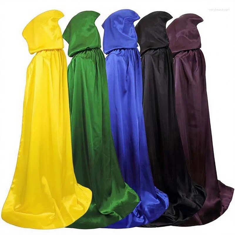 Women's Two Piece Pants Black Hooded Cloak For Adults Medieval Robe Lace Up Witch Vampire Costumes Halloween Carnival Masquerad