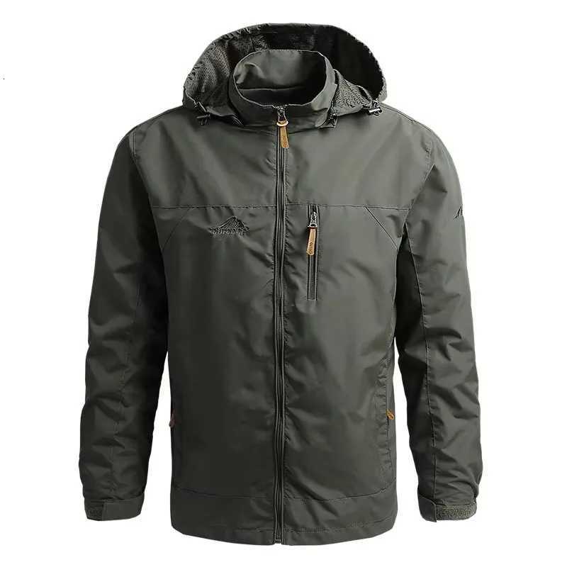 Spring Autumn Windproof Mens Jacket Highquality Thin Breathable Outdoor Hiking Rainproof Hooded Tactic Coats 7XL Men ClothingXJ250826