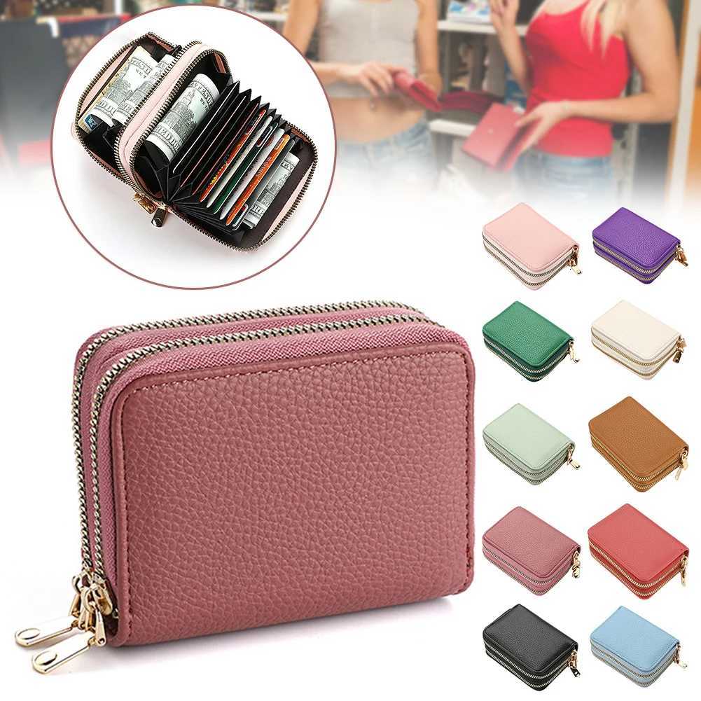 Double Zipper PU Leather Wallet Classic Sturdy Credit Card Purse Accordion Design Large Capacity Coin Billfold Card Organizer W250826