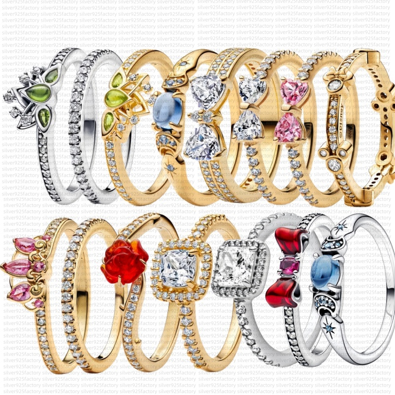 NEW Designer Rings gold Rings for women Princess Wedding Ring with box luxury jewelry 925 Silver sparkle Diamond ring engagement Ring fashion party
