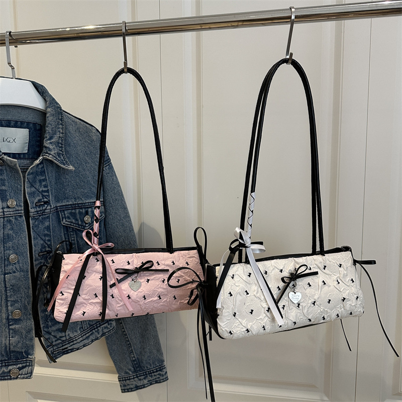 Summer Trend Bowknot Small for Women New Fashion Bubble Gauze Baguette Trendy Single Shoulder Underarm Bag