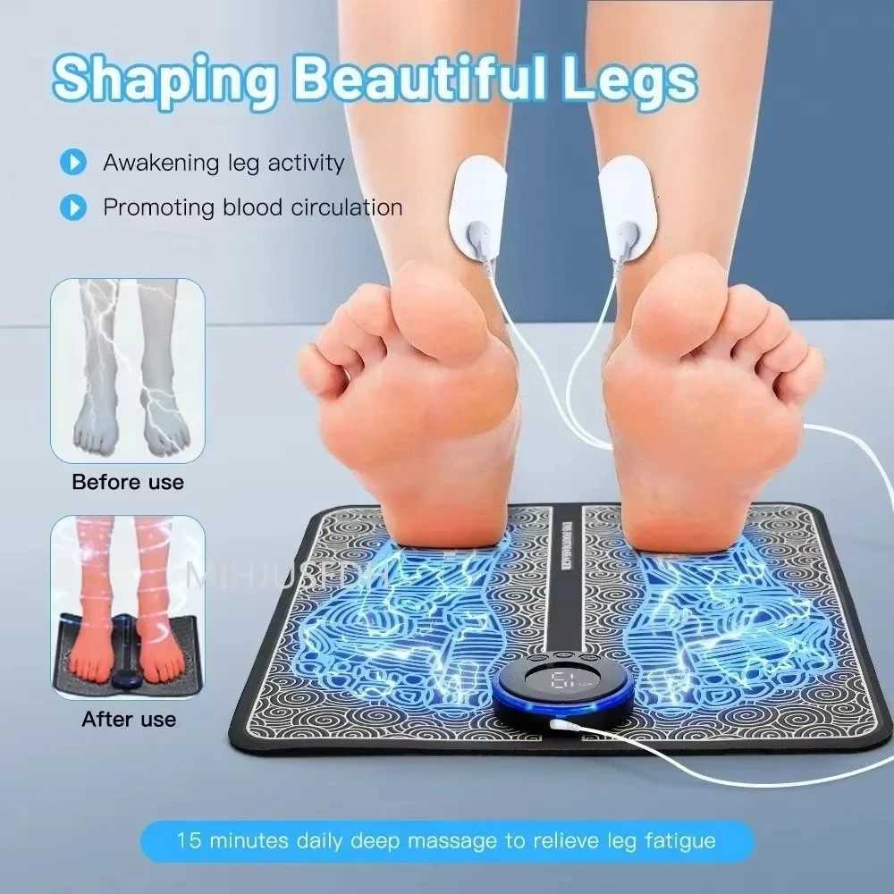 Electric EMS Foot Massager Pad Electrical Muscle Stimulation Foot Massager USB Charging Portable Feet Acupoints Massage Mat W250826