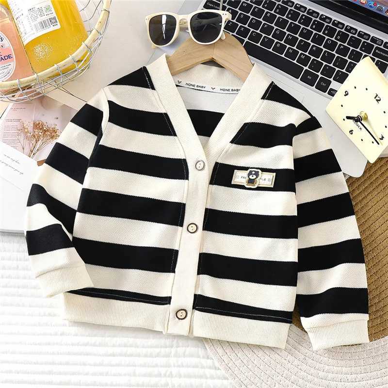 Kids Striped Cardigan Coats Spring Autumn Baby Girls Boys Knit Sweatshirt Fashion Knitwear Pullover Children Clothing 110 Years Z250826