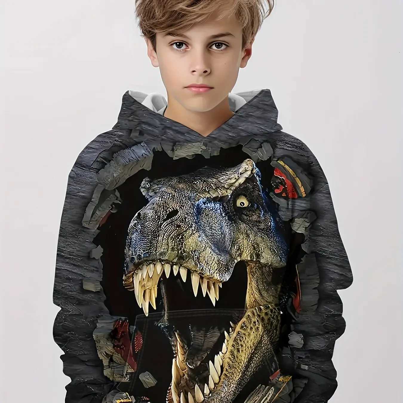Childrens Clothing Hoodies Kids Clothes Boy Children Top Long Sleeve Dinosaurs Print Spring And Autumn Outdoor Clothes Z250826