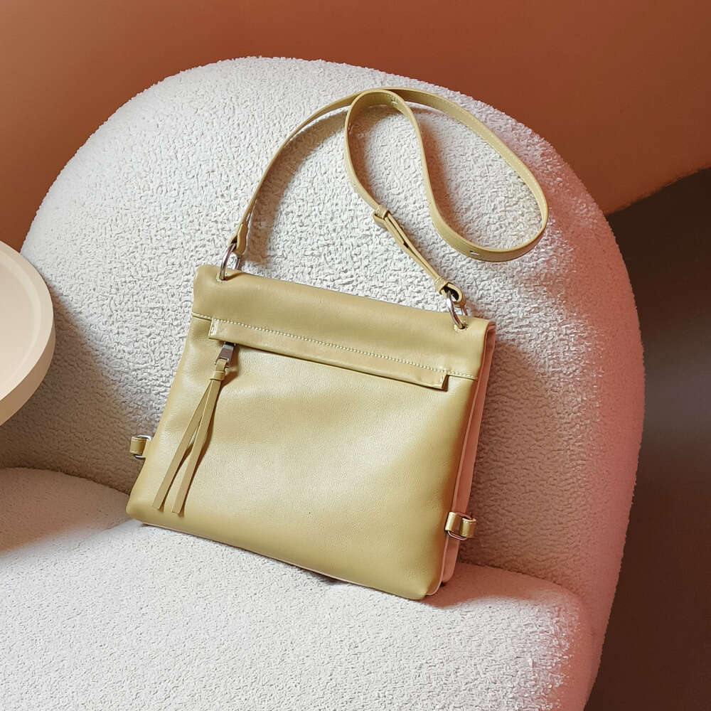 Luxury bag Crystal Top Layer Cowhide Crossbody Simple Women s Single Shoulder Zipper Niche Genuine Leather Messenger Bag