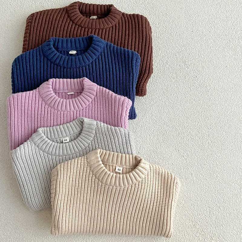 2025 New Spring Baby Girls Sweater Long Sleeve Solid Color Newborn Baby Girls Boys Knitted Pullover Tops 06 Years Kids Sweater Z250826