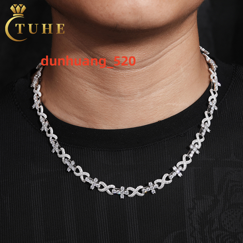 New Design Hip Hop Style 10mm 925 Sterling Silver Specifically Infinity Mixed Cross Link Chain Iced Out Moissanite Necklace