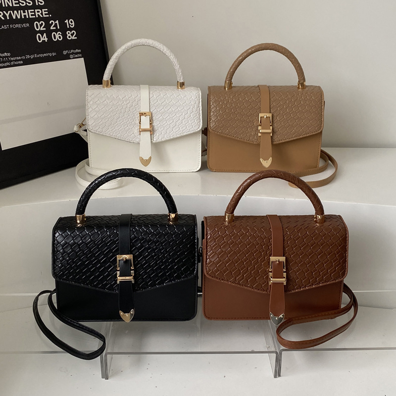 Woven Pattern Trendy Women's Summer New Fashion Casual Solid Color Single Shoulder Handbag Crossbody Small Square Bag