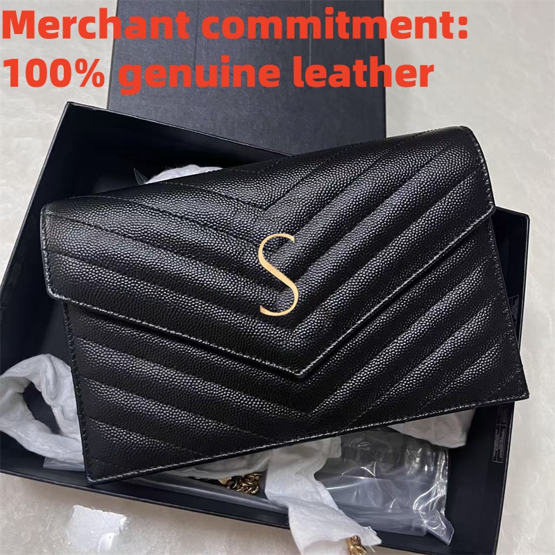 High quality Designer bag 10A Envelope Wallet Womens Metal chain envelope bag Luxury genuine leather crossbody bag fashion handbag Shoulder bags Clu