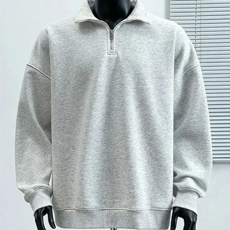 Korean Fashion Halfzipr Sweatshirts For Men Spring Standup Collar Pullover Hoodies Y2K Vintage Solid Tracksuit Hombre 250826