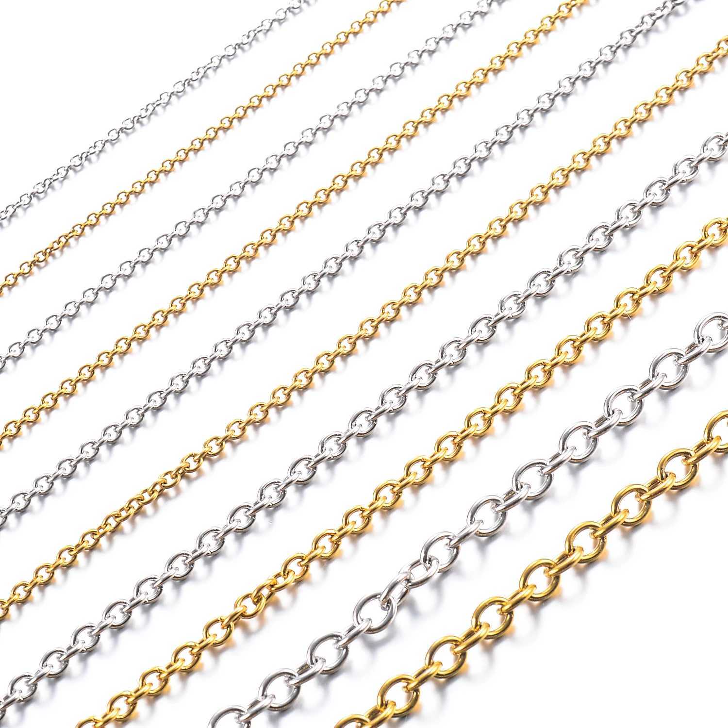 15192342 mm Width Stainless Steel Rolo Link O Chain Gold Color Mental Necklace For Women Mens Jewelry GiftXJ250826