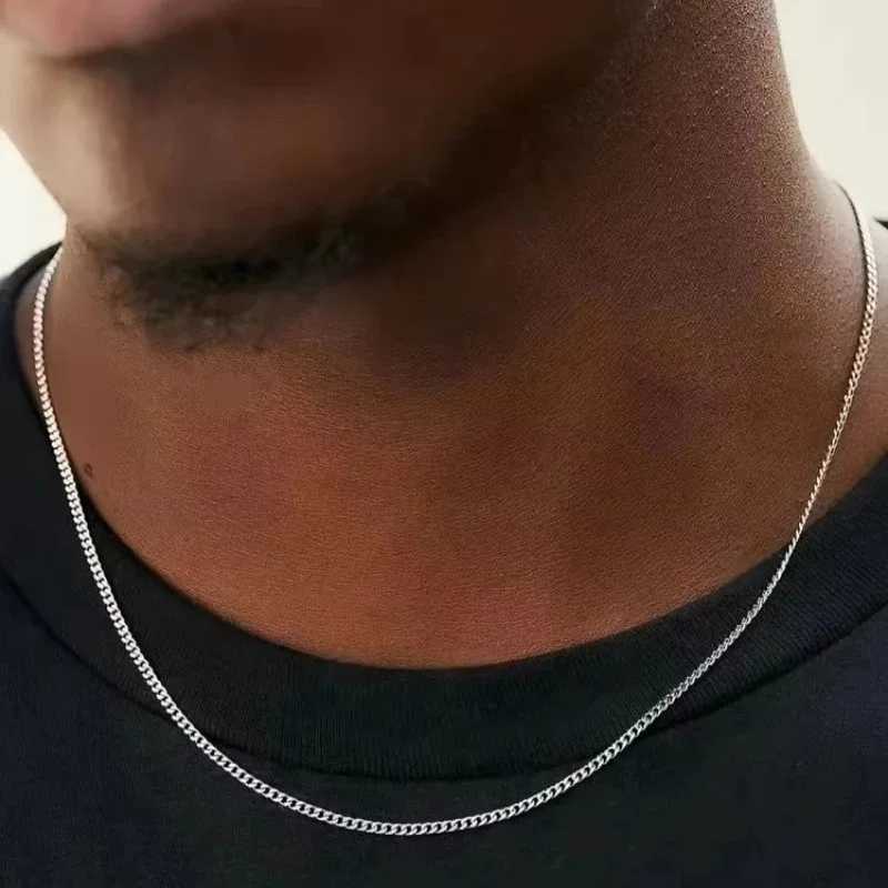 3mm Mens Cuban Chain Necklace Simple Stainless Steel Necklace Fashion Titanium Steel Jewelry Trend Party Accessories GiftsXJ250826