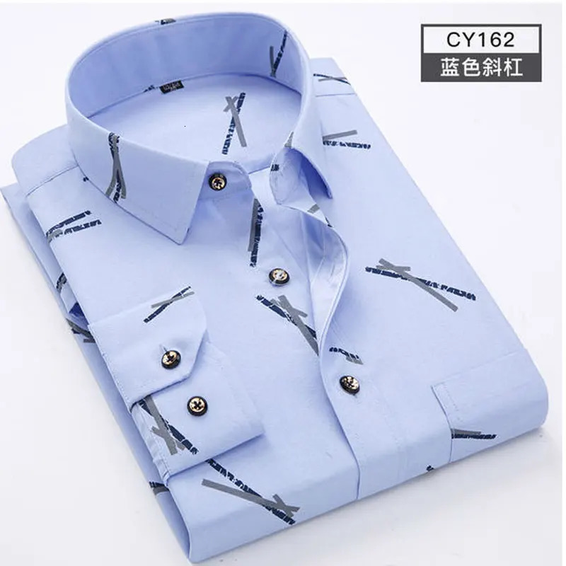 mens shirt long sleeve thin springsummer print free ironing business casual slim fashion breathable 250825