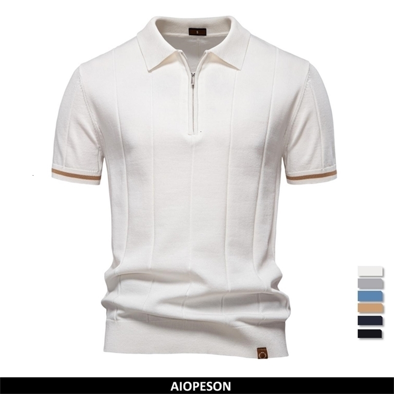 AIOPESON Mens Solid Color Sport Zipper Polo Shirt Athletic Social Polo Shirts for Men Office Slim Fit Polo250825ww1
