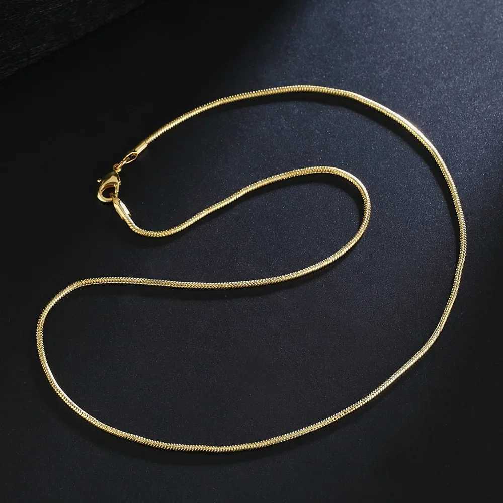 New 925 Sterling Silver 1MM Snake Chain 18K Gold Color Necklaces 1618202224262830 Inches Women Men Jewelry GiftsXJ250826