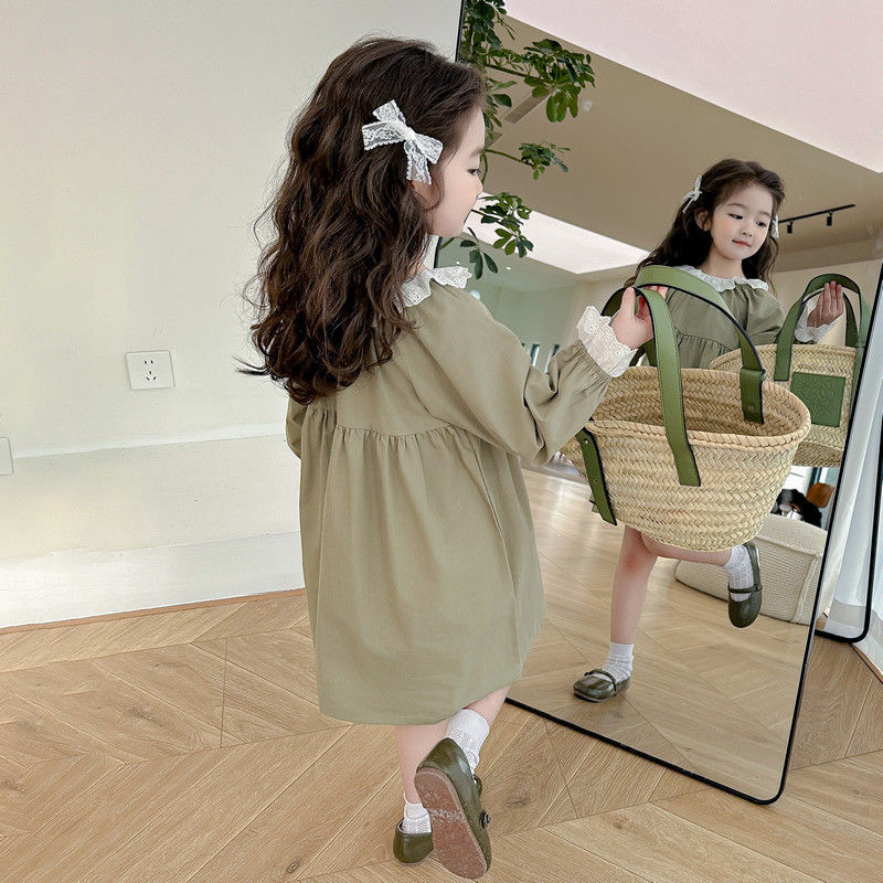 D251 Children&#039;s spring and autumn new style skirt girls 2024 long-sleeved sweet princess dress baby girl autumn clothing-image-1072675344